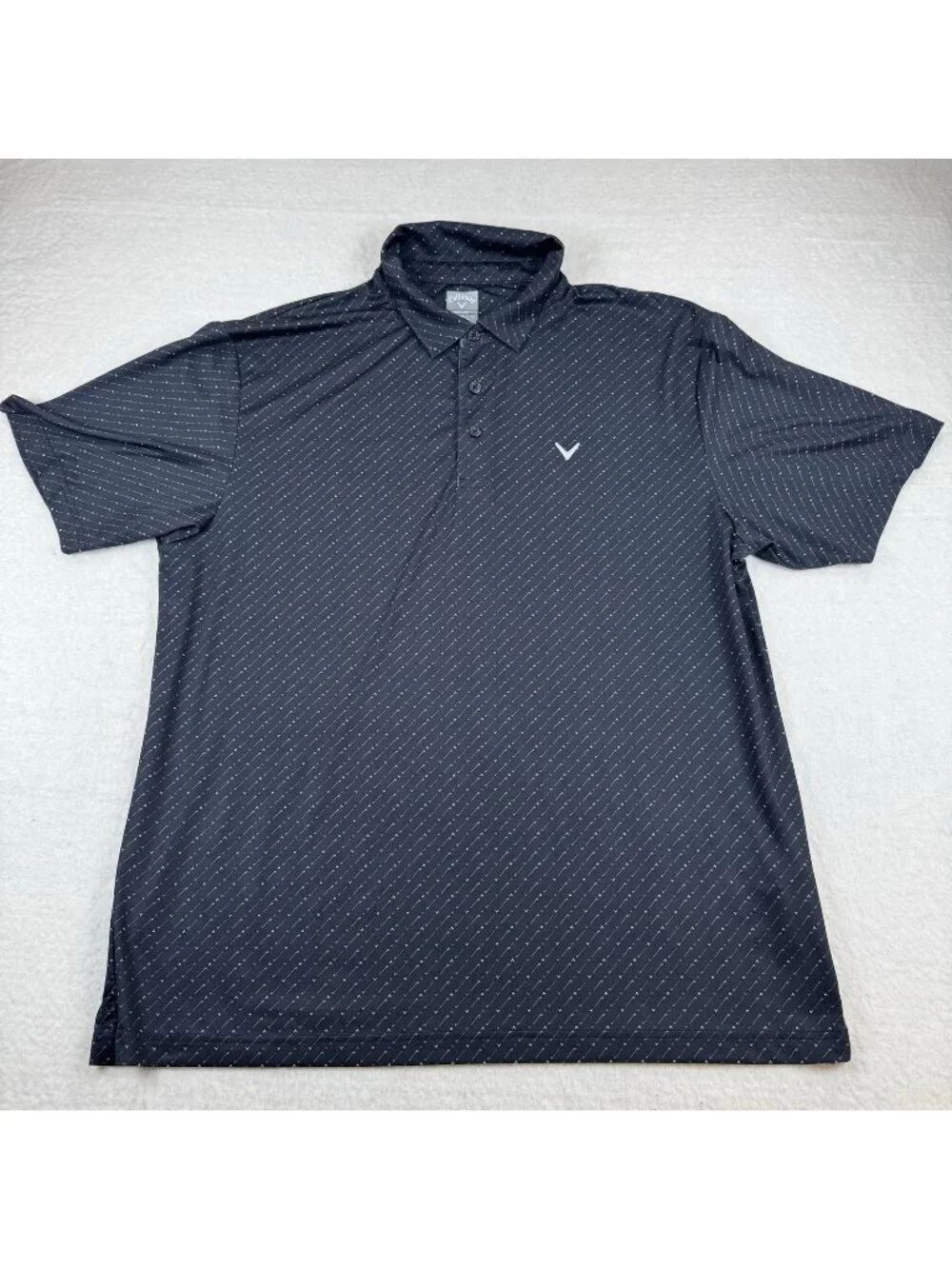 Callaway Polo Shirt Mens Size XL Gray Opti-Dri Golf Print Stretch Performance